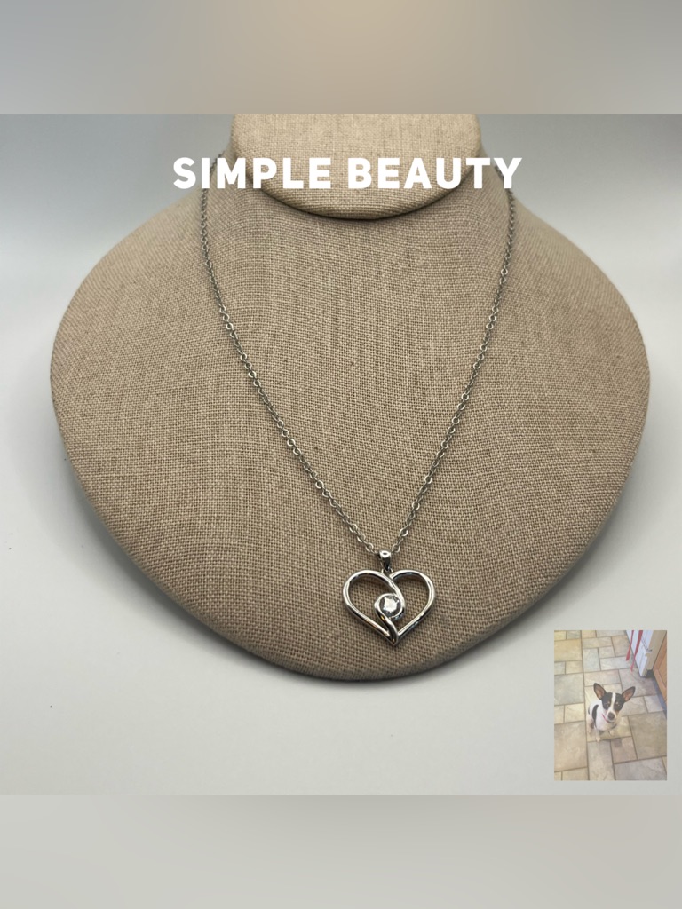 Silver Tone Heart Pendant On Silver Tone Chain Silver Tone Heart Pendant On Silver Tone Chain